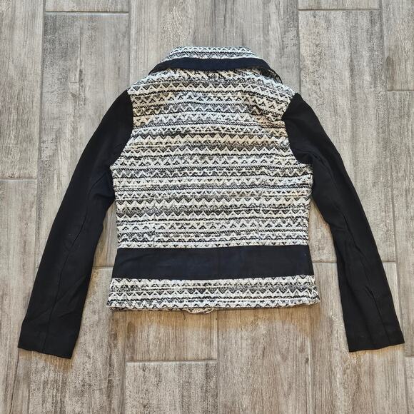 Anthropologie Elevenses Jacket Size 4 Black White Textured Moto Zip Wool blend - Picture 11 of 11